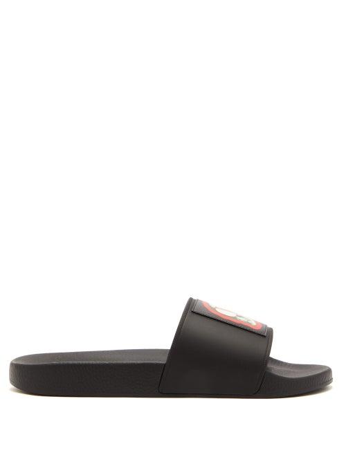 Matchesfashion.com Valentino - X Undercover Skull Logo Print Rubber Slides - Mens - Black