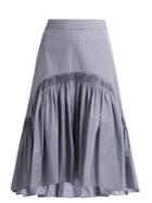 Teija Smocked Dip-hem Checked Cotton Skirt