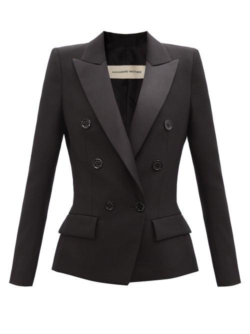 Alexandre Vauthier - Double-breasted Wool-hopsack Tuxedo Jacket - Womens - Black