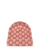Matchesfashion.com Gucci - Gg Logo-jacquard Wool Beanie Hat - Womens - Pink Multi