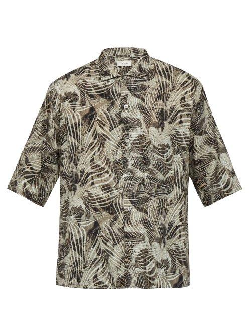 Matchesfashion.com Lemaire - Marbled Print Cotton Shirt - Mens - Black