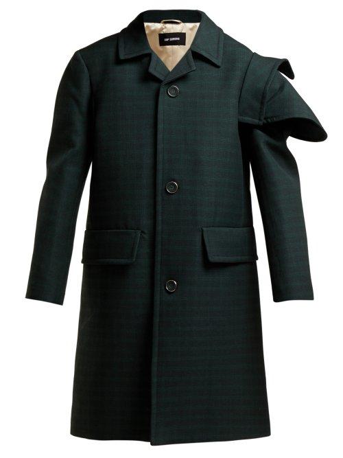 Matchesfashion.com Raf Simons - Single Breasted Checked Wool Coat - Womens - Dark Green
