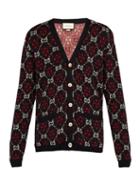 Matchesfashion.com Gucci - Gg Alpaca And Wool Blend Cardigan - Mens - Black Red