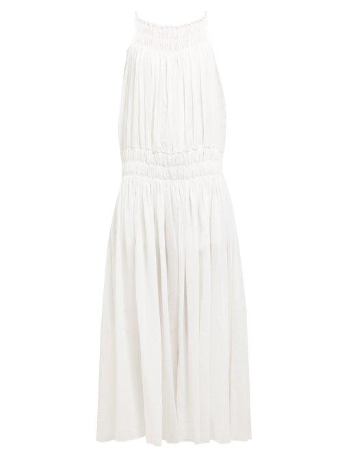 Matchesfashion.com Three Graces London - Gisella Dropped Waist Cotton Maxi Dress - Womens - White