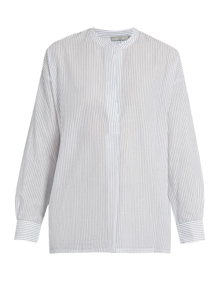 Vince Striped Gathered-back Cotton Shirt
