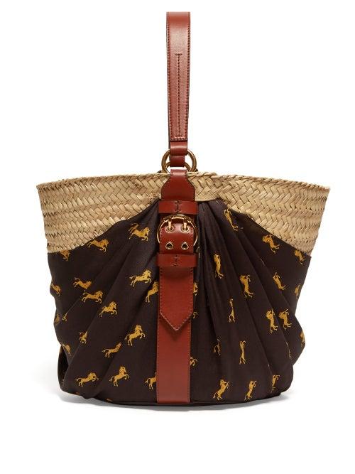 Matchesfashion.com Chlo - Panier Contrast Panel Leather Trimmed Basket Bag - Womens - Brown Multi