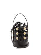 Matchesfashion.com Fabrizio Viti - Donna Daisy-appliqu Leather Cage Bag - Womens - Black