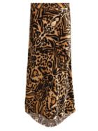 Matchesfashion.com Raey - Tiger Print Bias Godet Silk Satin Slip Midi Skirt - Womens - Brown Multi