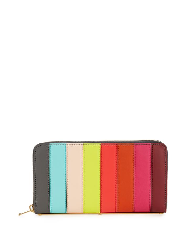 Sophie Hulme Roseberry Rainbow Striped Leather Wallet