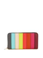 Sophie Hulme Roseberry Rainbow Striped Leather Wallet