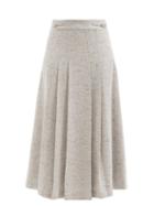 Gabriela Hearst - Wesley Pleated Cashmere Midi Skirt - Womens - Ivory Multi