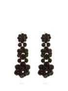 Matchesfashion.com Simone Rocha - Floral Beaded Drop Earrings - Womens - Black