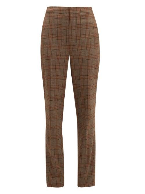 Matchesfashion.com Tibi - James Checked Tapered Trousers - Womens - Brown