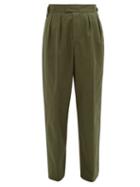 Matchesfashion.com Loewe - Pleated Straight-leg Cotton-twill Trousers - Mens - Khaki