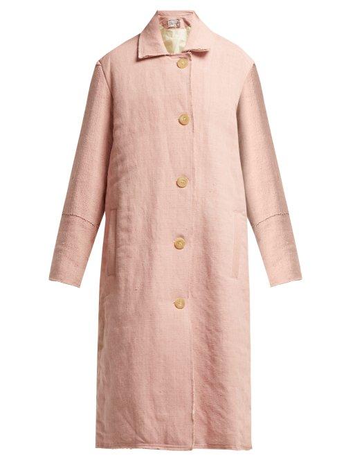 Matchesfashion.com By Walid - Vicki Raw Edge Linen Coat - Womens - Pale Pink