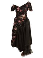 Matchesfashion.com Preen By Thornton Bregazzi - Kim Foxglove Print Silk Satin Dress - Womens - Black Multi