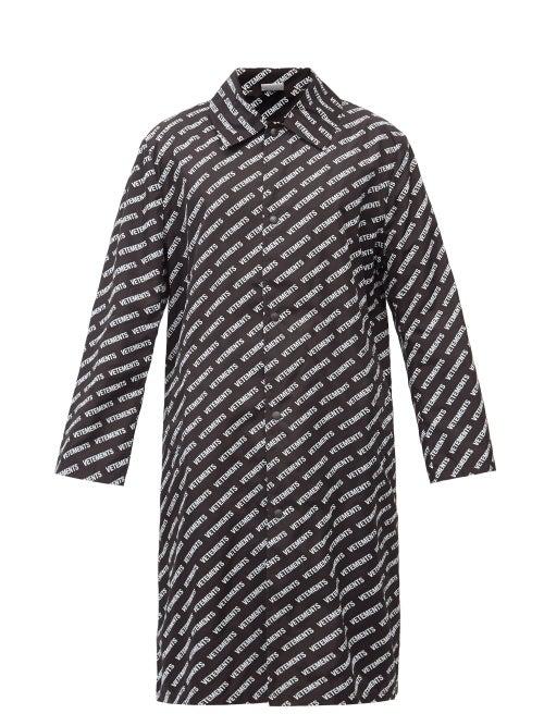 Matchesfashion.com Vetements - Logo-print Technical Trench Coat - Mens - Black
