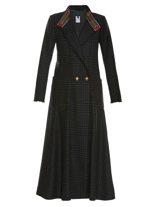 Etro Embroidered-lapel Hound's-tooth Coat