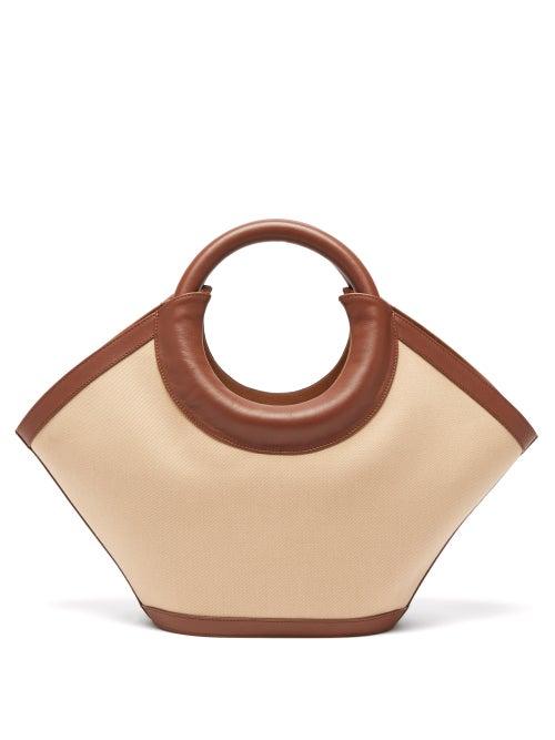 Ladies Bags Hereu - Cabasso Round-handle Canvas Tote Bag - Womens - Beige Multi