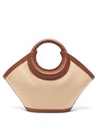 Ladies Bags Hereu - Cabasso Round-handle Canvas Tote Bag - Womens - Beige Multi