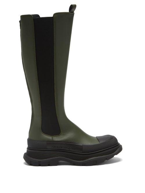 Alexander Mcqueen - Tread-sole Leather Chelsea Boots - Womens - Khaki