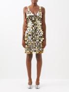 Paco Rabanne - Chainmail Sleeveless Mini Dress - Womens - Silver Gold