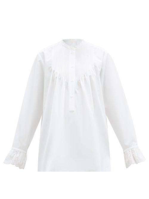 Matchesfashion.com Chlo - Pintucked Cotton Blouse - Womens - White