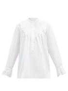 Matchesfashion.com Chlo - Pintucked Cotton Blouse - Womens - White