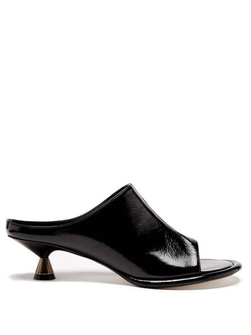 Khaite - Watts Cone-heel Patent-leather Mules - Womens - Black