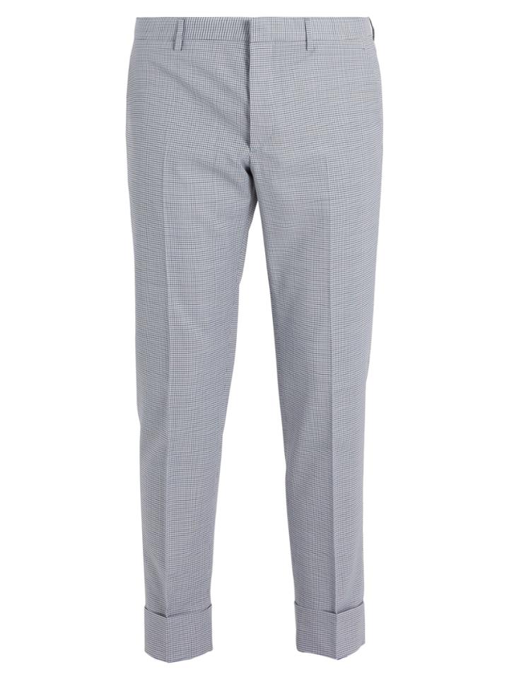 Prada Mini Check Large-cuff Trousers