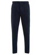 Matchesfashion.com Altea - Houndstooth Check Virgin Wool Blend Trousers - Mens - Blue