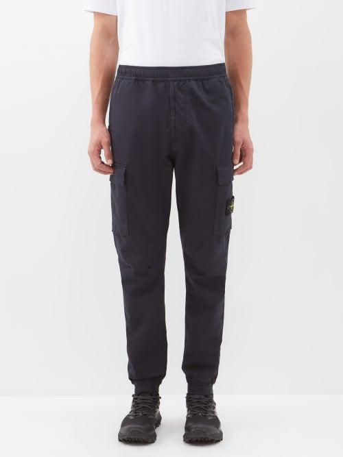Stone Island - Logo-patch Cotton-blend Cargo Trousers - Mens - Blue Navy