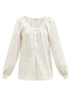Fil De Vie - Amangansett Balloon-sleeve Linen Blouse - Womens - Cream