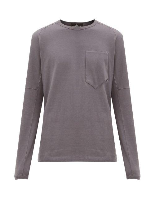 Matchesfashion.com Stone Island Shadow Project - Patch Pocket Long Sleeved Cotton T Shirt - Mens - Grey
