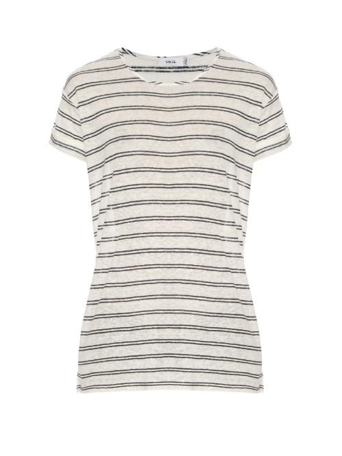 Vince Striped Linen-jersey T-shirt