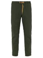Matchesfashion.com White Sand - Belted Stretch Cotton Twill Trousers - Mens - Dark Green