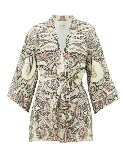 Matchesfashion.com Etro - Dalia Paisley-print Wool-blend Jacket - Womens - White Black