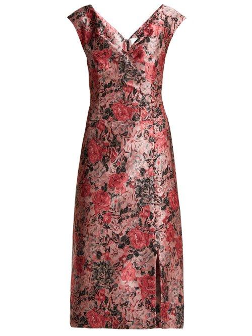 Matchesfashion.com Erdem - Joyti Floral Jacquard Dress - Womens - Pink Multi