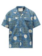 Mens Rtw Harago - Block-printed Cotton Short-sleeved Shirt - Mens - Blue Multi