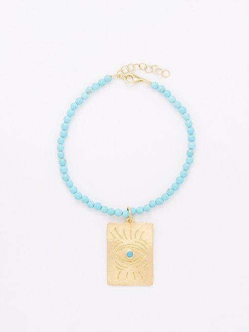Hermina Athens - Holly Eye Turquoise & Gold-plated Bracelet - Womens - Blue Multi