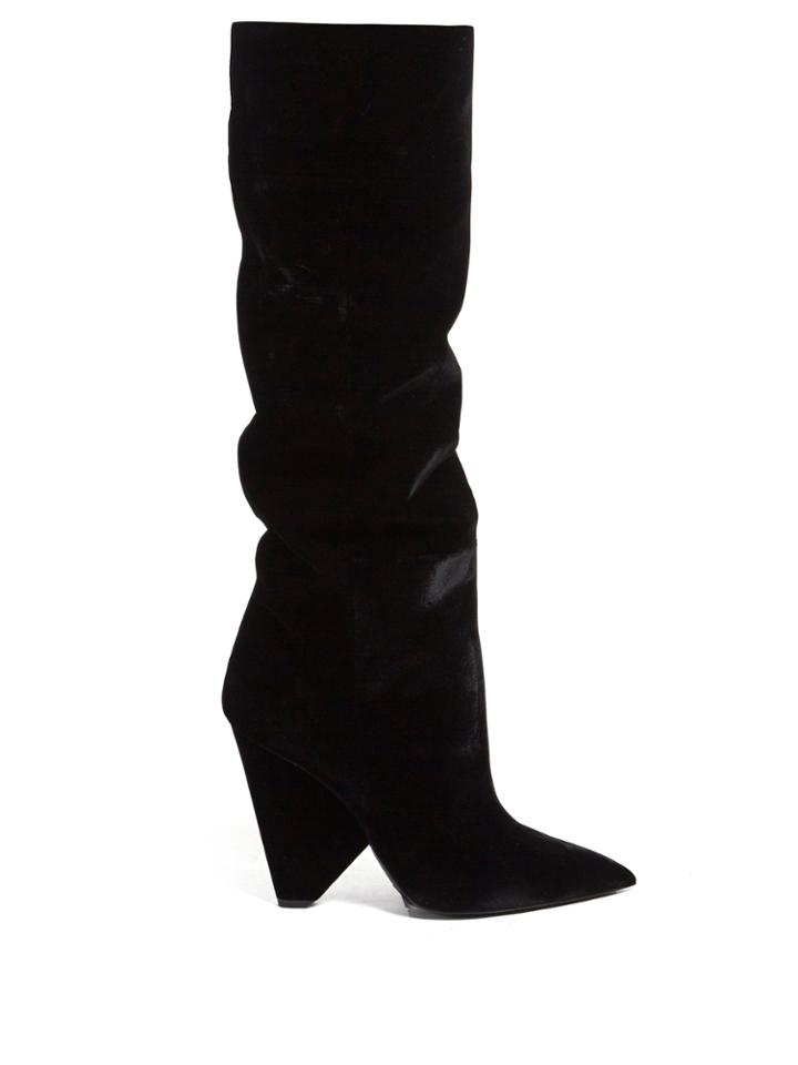 Saint Laurent Niki Slouch Velvet Boots