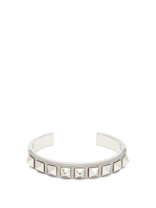 Matchesfashion.com Valentino - Rockstud Embellished Cuff Bracelet - Mens - Silver