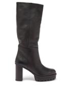 Aquazzura - Beau Soleil 60 Leather Knee-high Platform Boots - Womens - Black