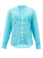 Matchesfashion.com 120% Lino - Pintucked Linen Shirt - Mens - Blue