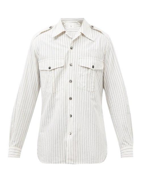 L.e.j - Striped Organic Cotton-poplin Shirt - Mens - White Multi