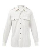 L.e.j - Striped Organic Cotton-poplin Shirt - Mens - White Multi