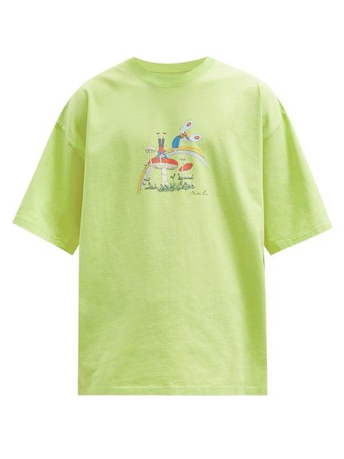 Matchesfashion.com Martine Rose - Brittle Mushroom-print Cotton-jersey T-shirt - Mens - Green
