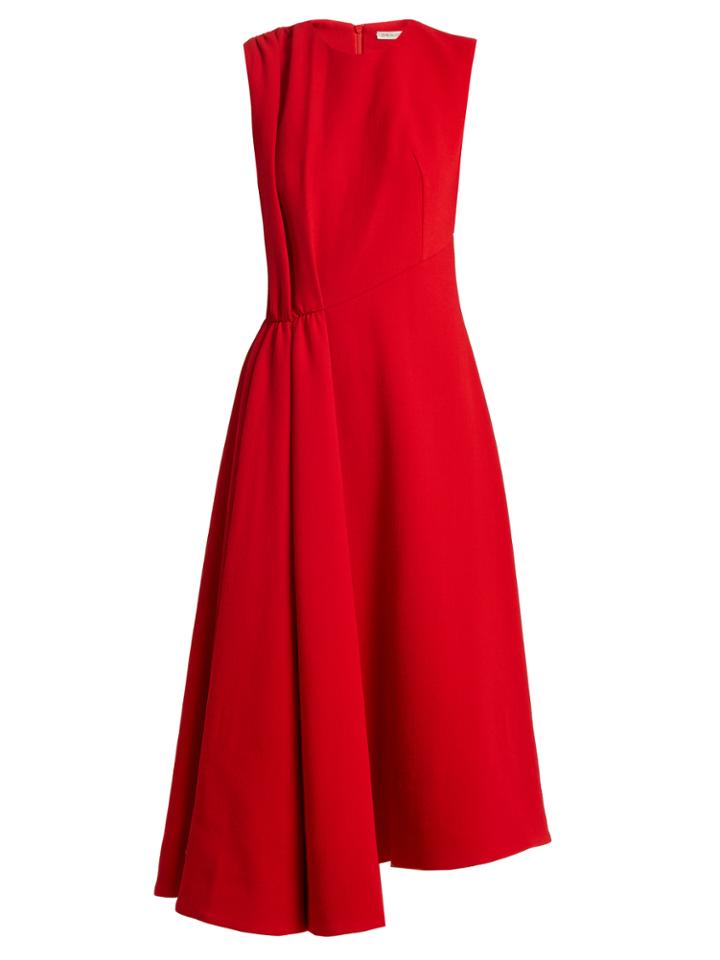 Emilia Wickstead Vivian Round-neck Pleat-detail Wool Dress