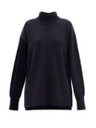 Matchesfashion.com Joseph - Slit Roll-neck Wool Sweater - Womens - Navy