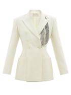 Matchesfashion.com Christopher Kane - Crystal-embellished Brushed Wool-twill Suit Jacket - Womens - Ivory